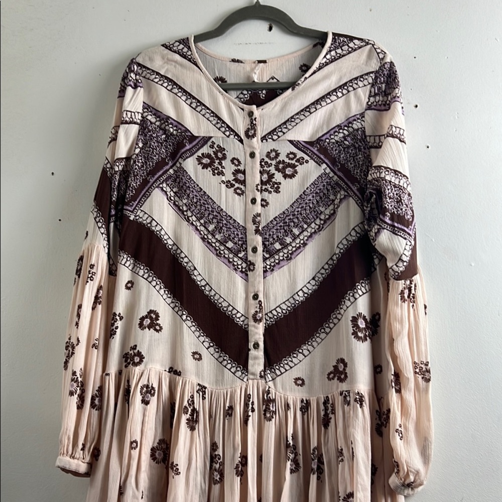 Free people Bohemian Embroidered Button-Down Dress XS/TP